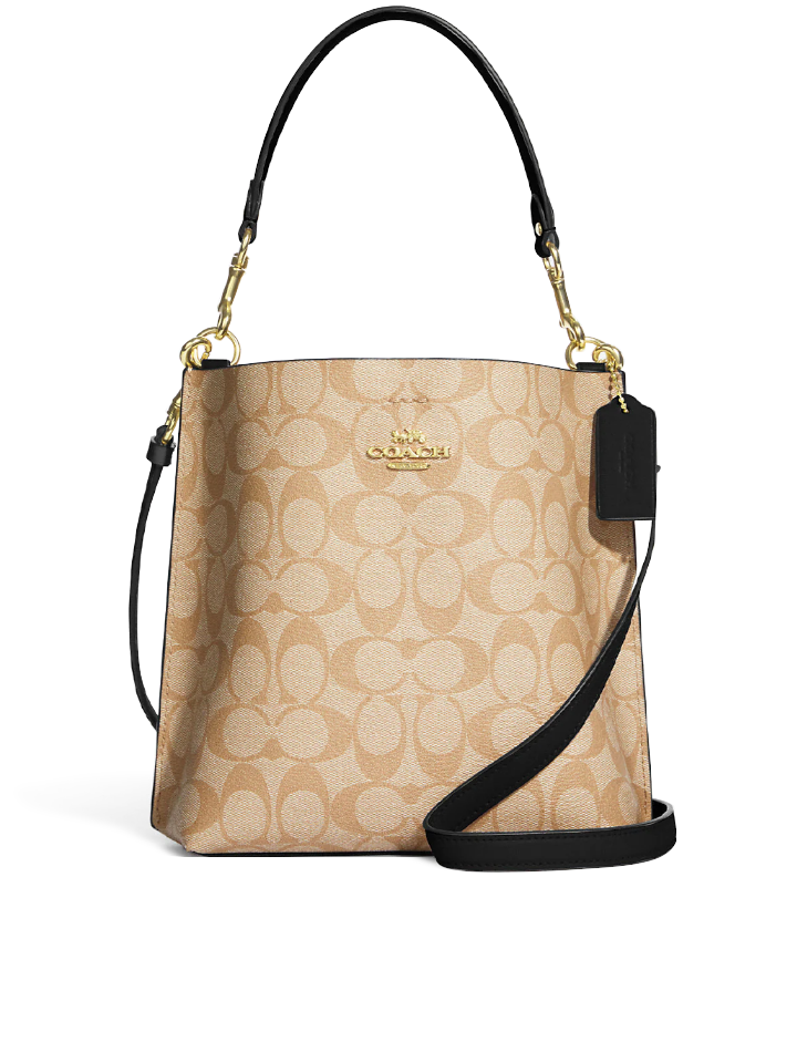 Coach Mollie Bucket Bag 22 In Signature Canvas Khaki/Black
