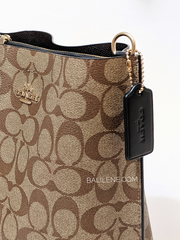 Coach Mollie Bucket Bag 22 In Signature Canvas Khaki/Black