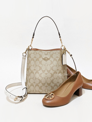 Coach Mollie Bucket Bag 22 In Signature Canvas Light Khaki Chalk