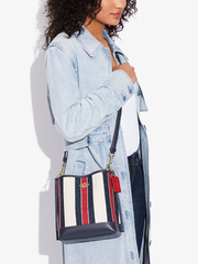 Coach Mollie Bucket Bag 22 In Signature Jacquard With Stripes Gold/Chalk Multi