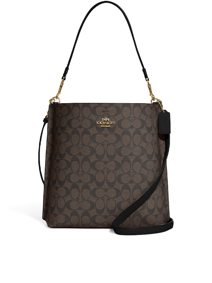 Coach-Mollie-Bucket-Bag-In-Signature-Canvas-Brown-Black-Balilene-depan