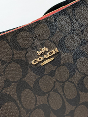 Coach Mollie Bucket Bag In Signature Canvas Brown Black