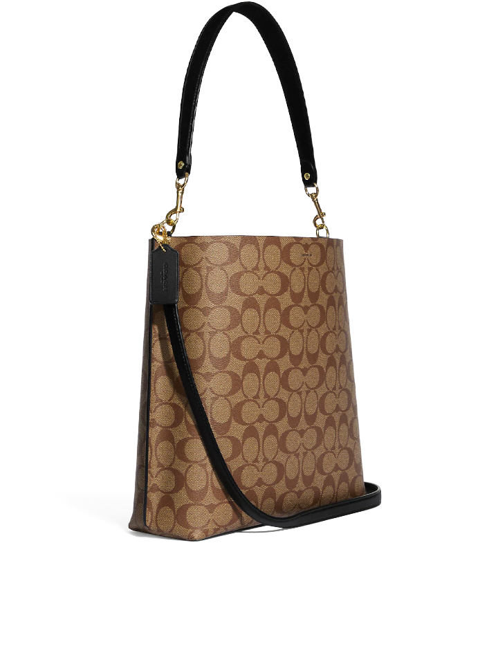 Coach-Mollie-Bucket-Bag-In-Signature-Canvas-Khaki-Black-Balilene-belakang