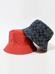       Coach-Reversible-Nylon-Bucket-Hat-Mars-Red-Charcoal-Signature-Balilene-detail-depan