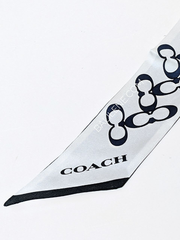 Coach Signature Silk Skinny Scarf Midnight Navy