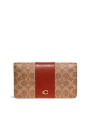 Coach-Slim-Wallet-In-Signature-Canvas-Tan-Rust-Balilene-depan
