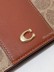 Coach-Slim-Wallet-In-Signature-Canvas-Tan-Rust-Balilene-detail-logo