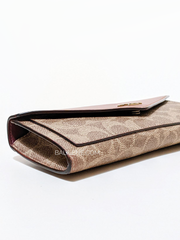 Coach Soft Wallet In Colorblock Signature Canvas Tan Rust