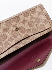 Coach Soft Wallet In Colorblock Signature Canvas Tan Rust