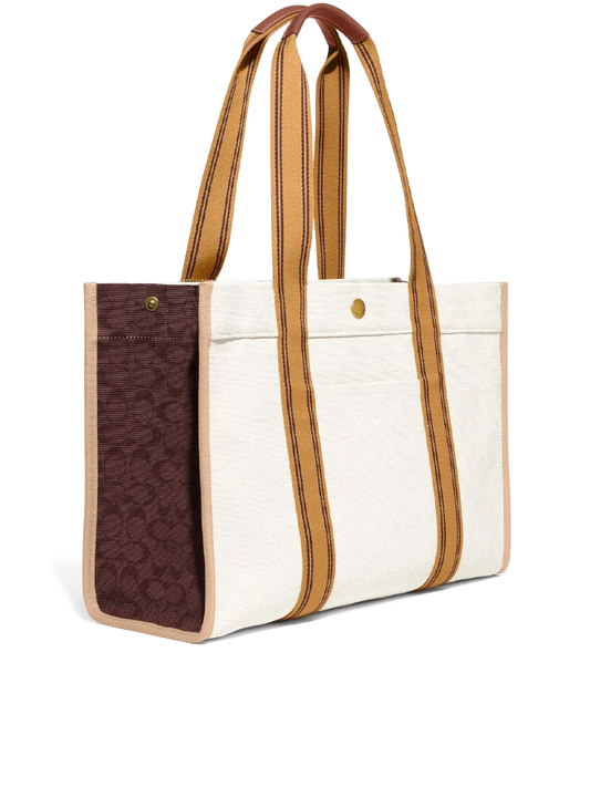 Coach Spin Tote 42 In Signature Jacquard Natural Multi