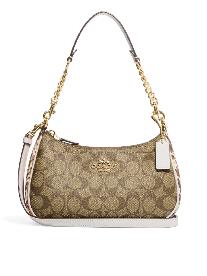 Coach Teri Shoulder Bag In Signature Canvas Khaki Chalk Multi Balilene