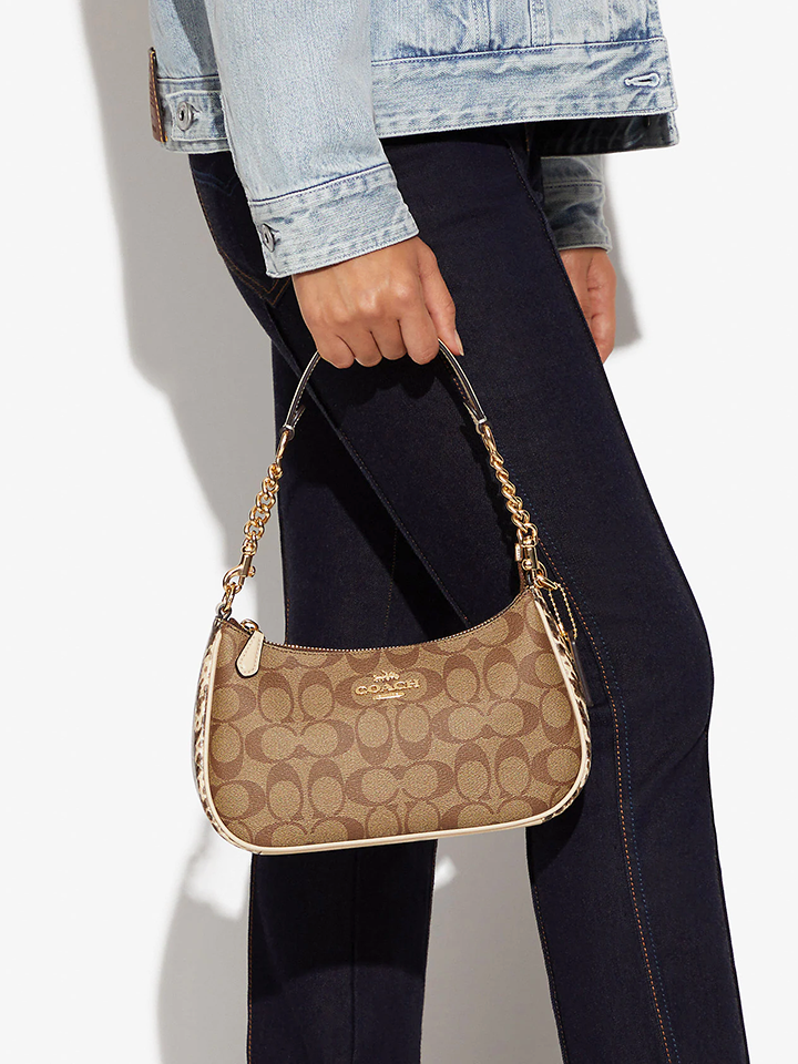 Coach Teri Shoulder Bag In Signature Canvas Khaki Chalk Multi