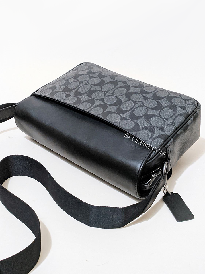 Coach Track Crossbody In Signature Canvas Gunmetal/Charcoal Black