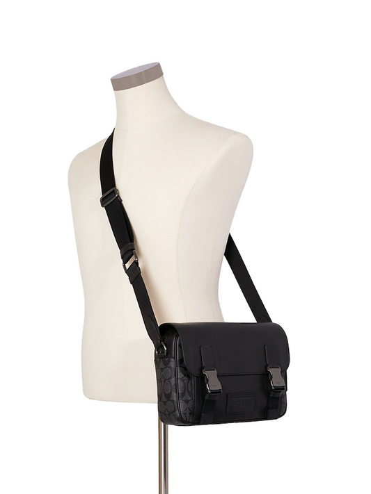 Coach Track Crossbody In Signature Canvas Gunmetal/Charcoal Black