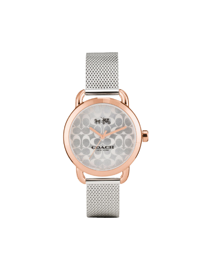Coach W6182 Lexington Silver Two Tone Mesh Bracelet Watch