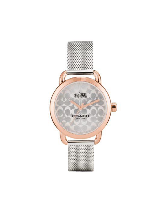 Coach W6182 Lexington Silver Two Tone Mesh Bracelet Watch