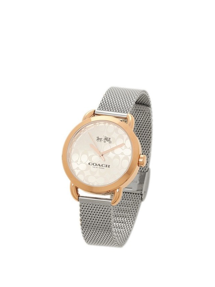 Coach W6182 Lexington Silver Two Tone Mesh Bracelet Watch