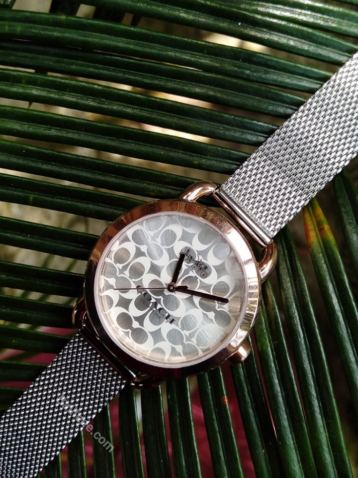 Coach W6182 Lexington Silver Two Tone Mesh Bracelet Watch