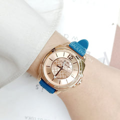 Coach 14502095 Mini Boyfriend Rose Gold Dial Blue Silicone Strap Watch