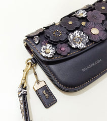 Coach 22935 Small Tea Rose Wristlet Black Clutch Bag