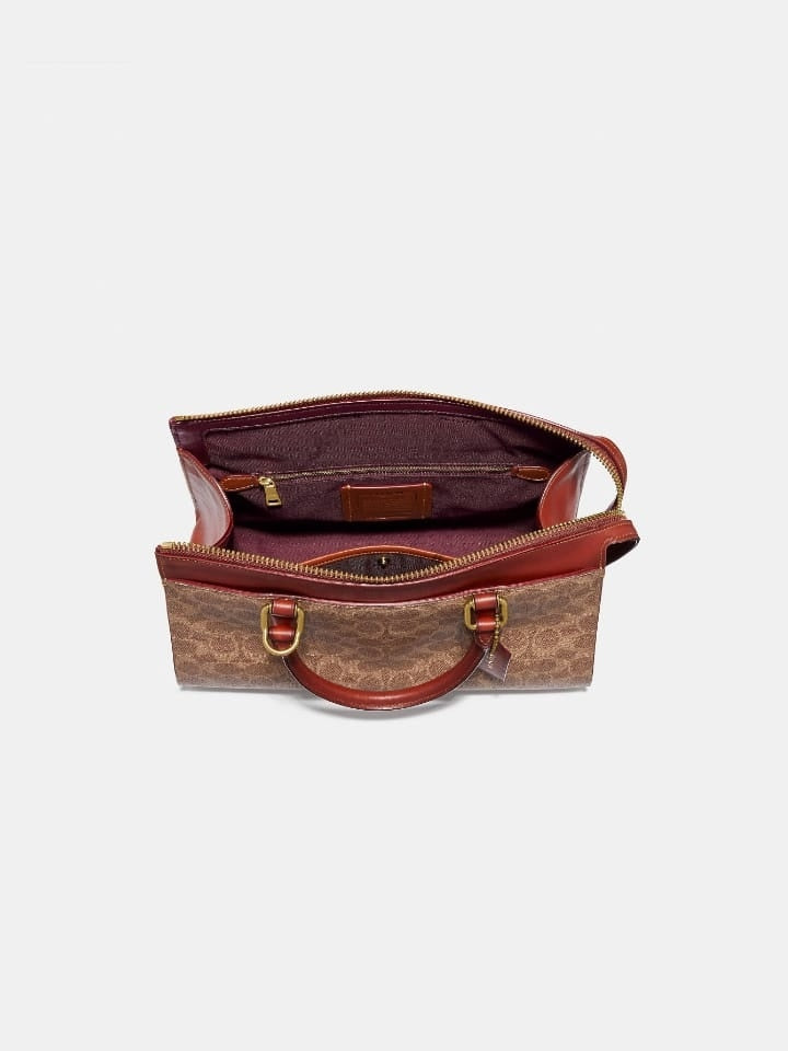 Coach 30949 Signature Bond Satchel Tan Rust