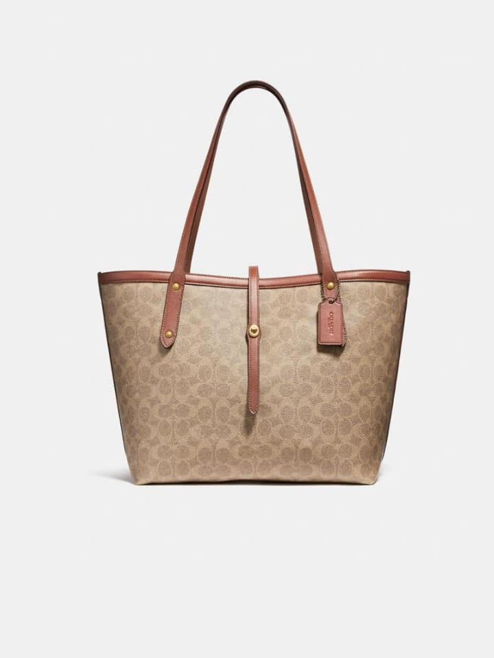 Coach 32714 Market Tote Sing Tan Rust Balilene