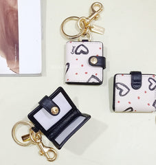 Coach 377 Picture Frame Bag Charm Crayon Hearts Print Pink Multi