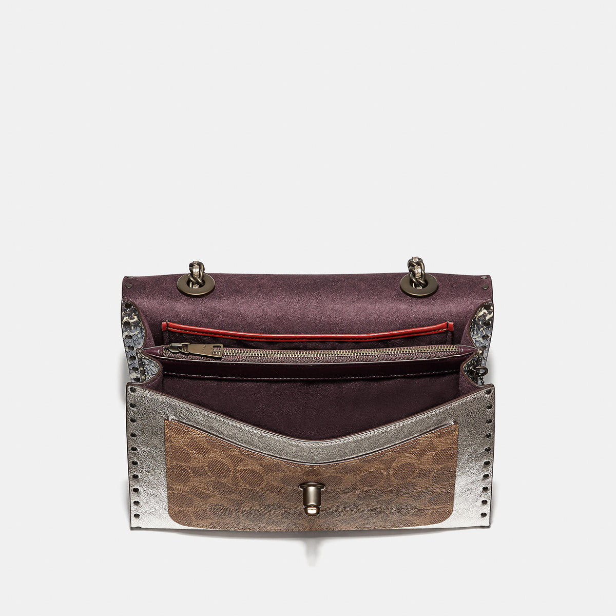 Coach 39679 Parker Signature Rivets Metalik Tan Platinum – Balilene