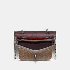 Coach 39679 Parker Signature Rivets Metalik Tan Platinum