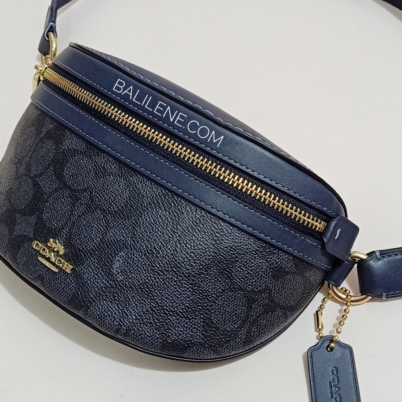 Coach 39937 Belt Canvas Signature Charcoal Midnight Navy