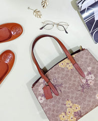 Coach 54650  Signature Charlie Prairie Tan Rust Bow