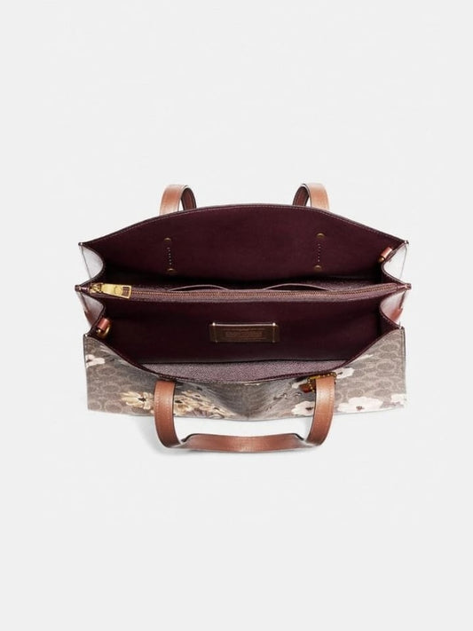 Coach 54650  Signature Charlie Prairie Tan Rust Bow