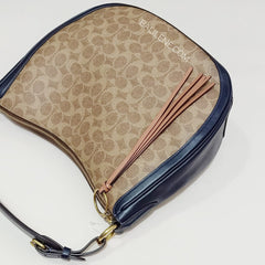 Coach 69592 Sutton Hobo Signature Tan Ink Light Peach