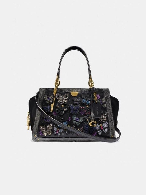 Coach 72614 Dreamer With Butterfly Applique And Snakeskin Black Multi