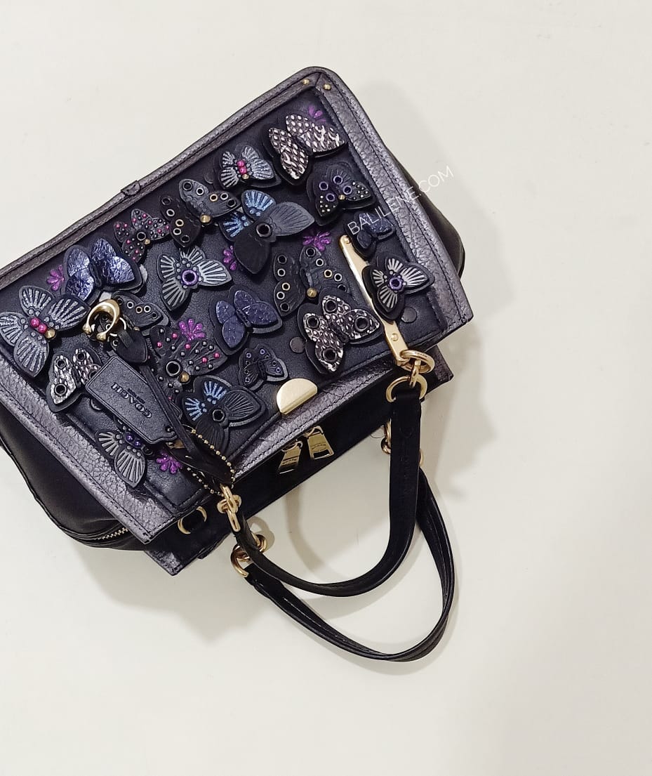 Coach 72614 Dreamer With Butterfly Applique And Snakeskin Black Multi