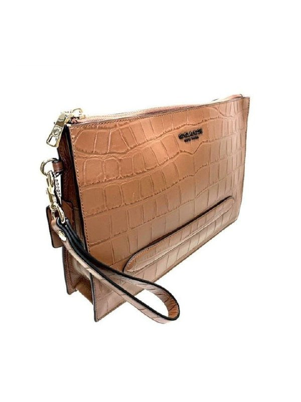 Coach F73151 Structured Pouch Croco Embosed Saddle