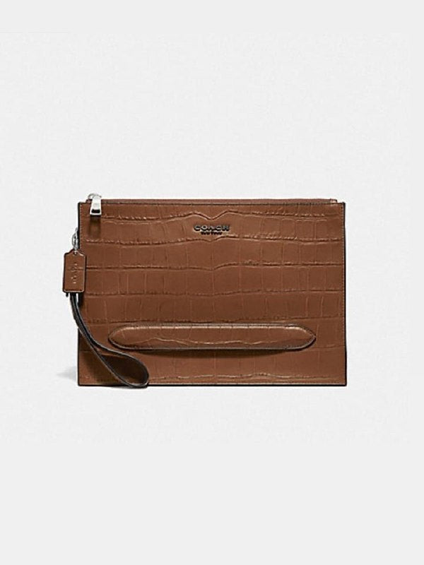 Coach F73151 Structured Pouch Croco Embosed Saddle