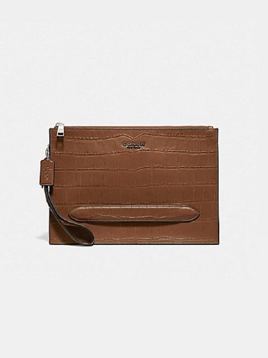 Coach F73151 Structured Pouch Croco Embosed Saddle