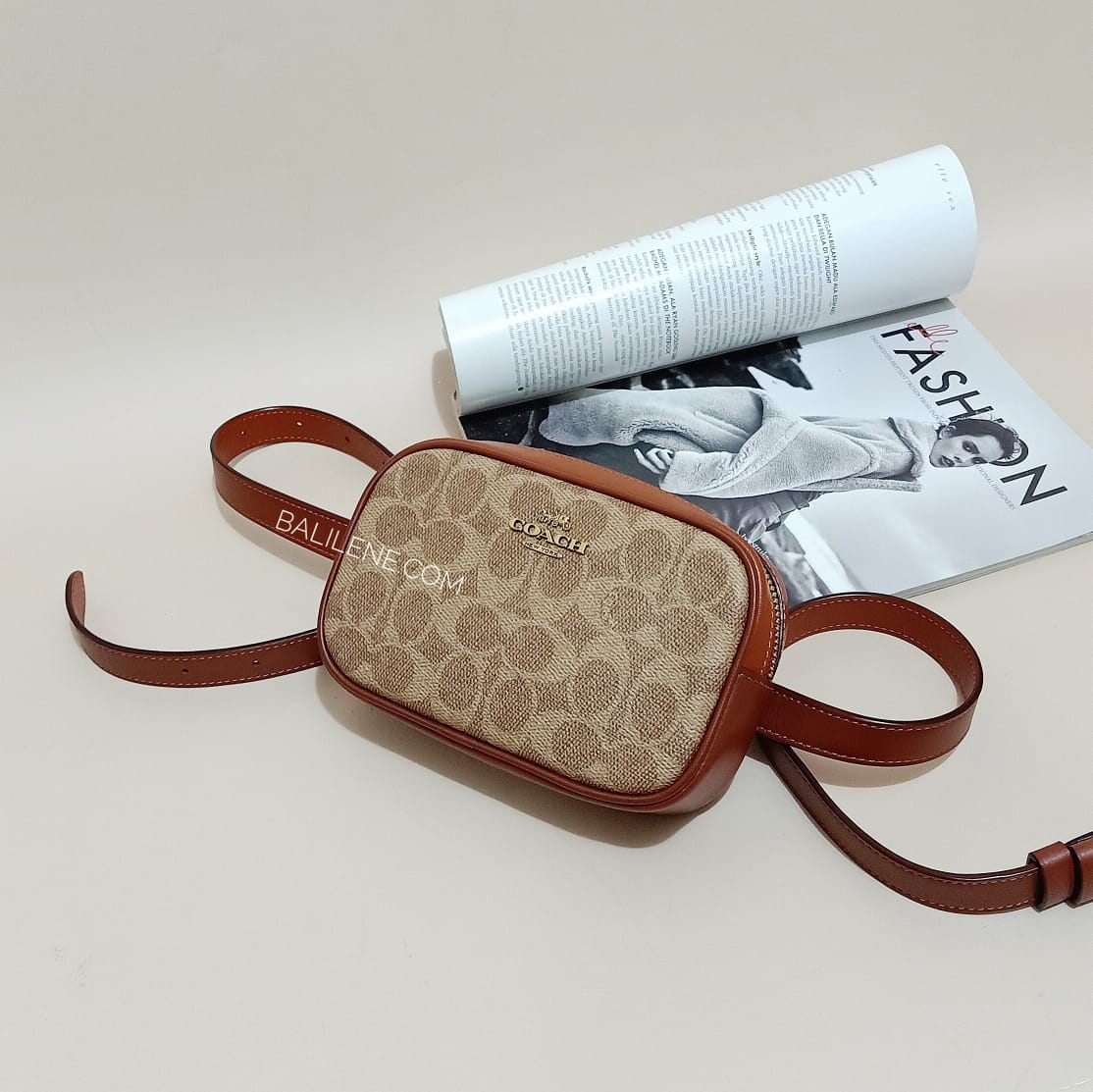 Coach 73743 Belt Bag Signature Tan Rust
