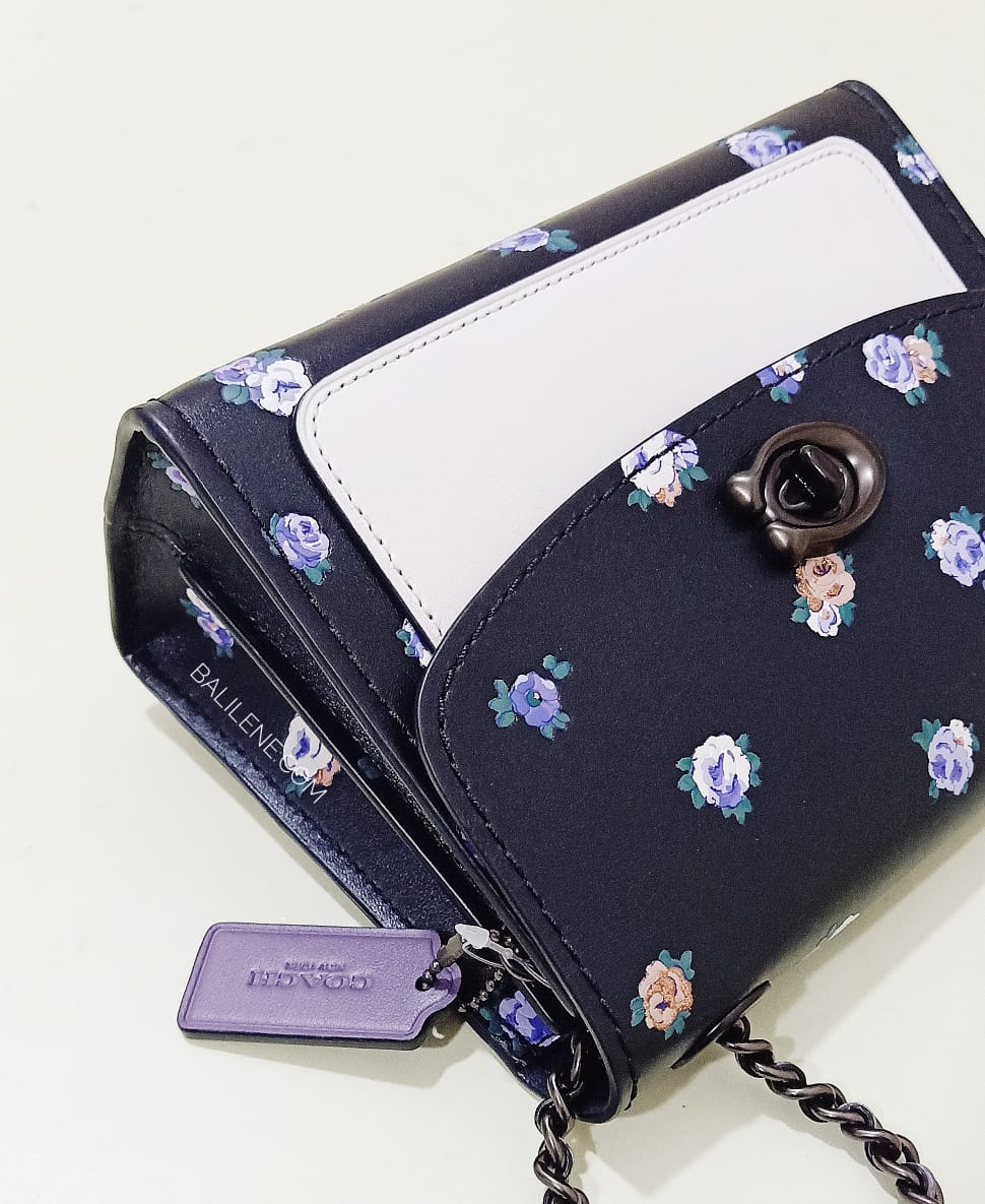 Coach 76124 Parker 18 With Vintage Rosebud Print Black Multi