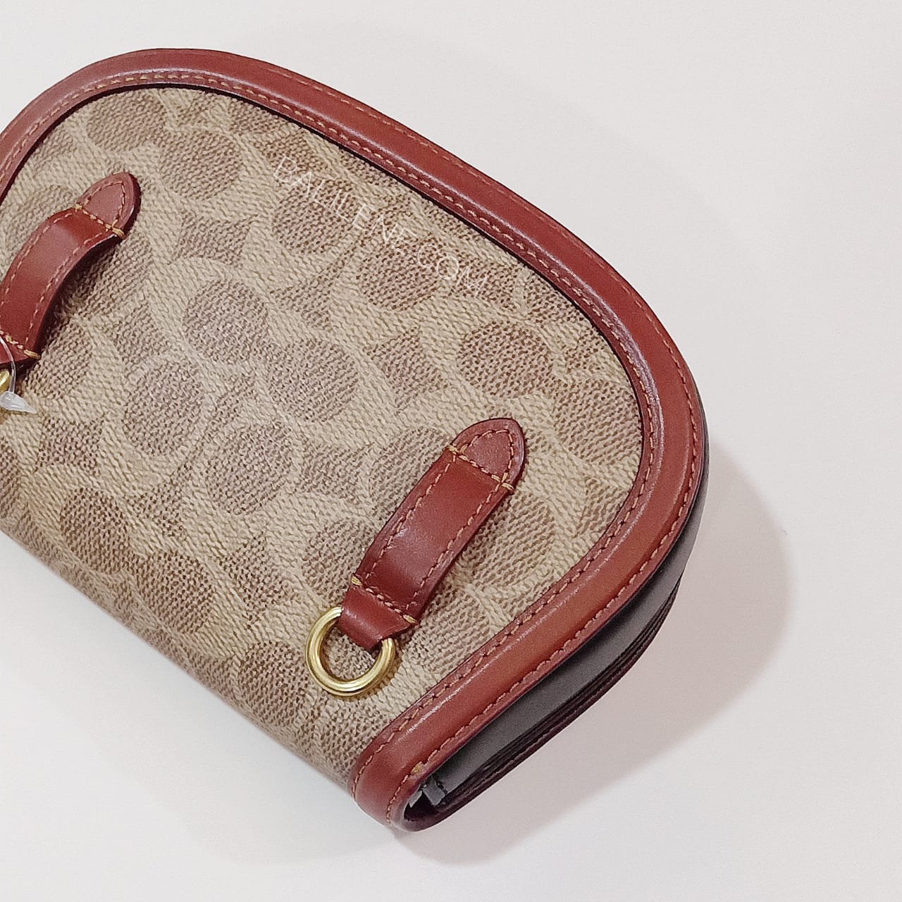 Coach 76264 Saddle Belt Bag In Colorblock Signature Canvas In Tan Rust