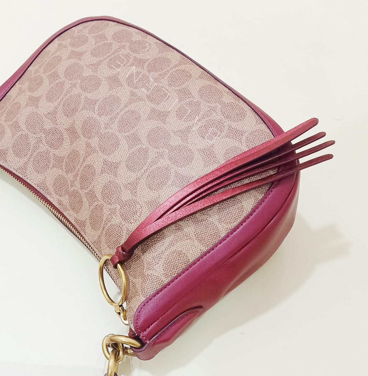 Coach 88768  Sutton Crossbody Tan Deep Red Multi