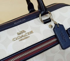 Coach 91071 Coach Signature Rowan Satchel Chalk Multi