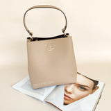 Coach 91122 Leather Town Bucket Bag Taupe Oxblood