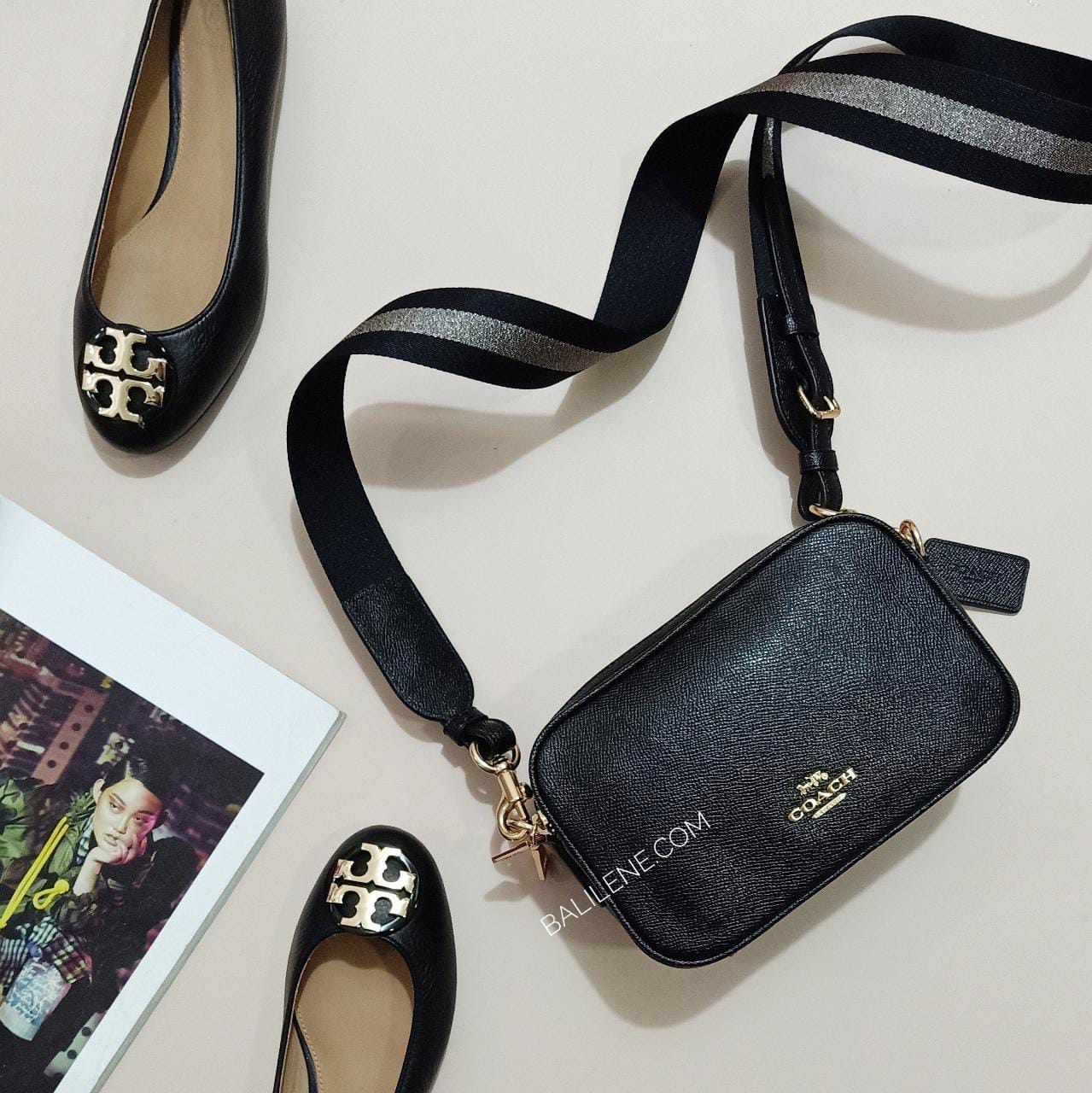 Coach C1302 Leather Jess 20 Crossbody Black