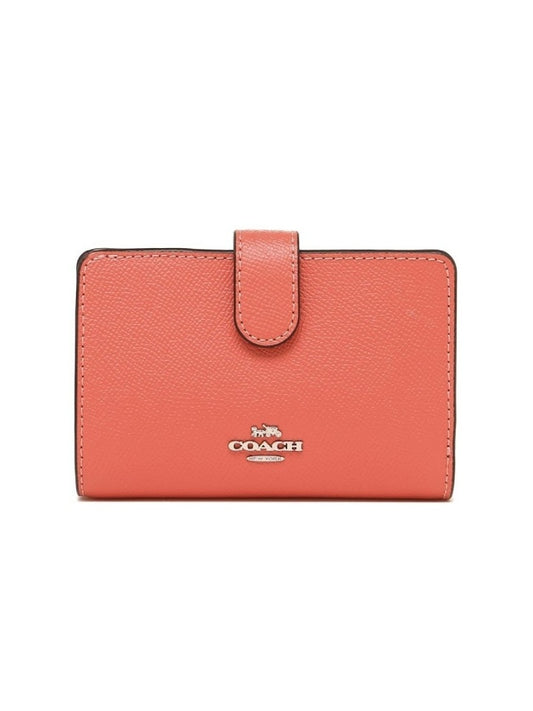 Coach F11484 Medium Corner Crossgrain Leather Coral