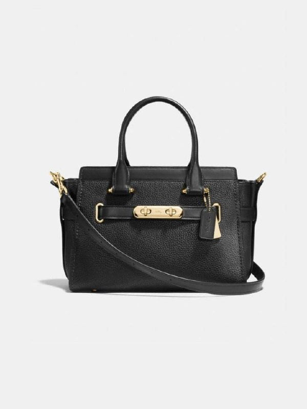 Coach F87295 Swagger 27 Pebble Leather Carryall Black