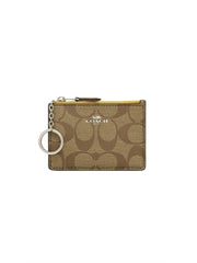 Coach F16107 Signature PVC Mini ID Case Skinny Khaki Flax