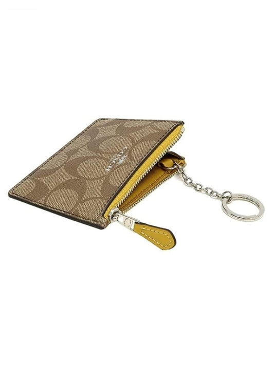 Coach F16107 Signature PVC Mini ID Case Skinny Khaki Flax