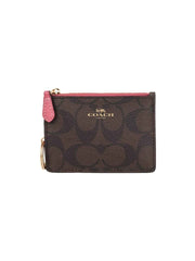 Coach F16107 Signature PVC Mini ID Case Skinny Brown Black Ruby